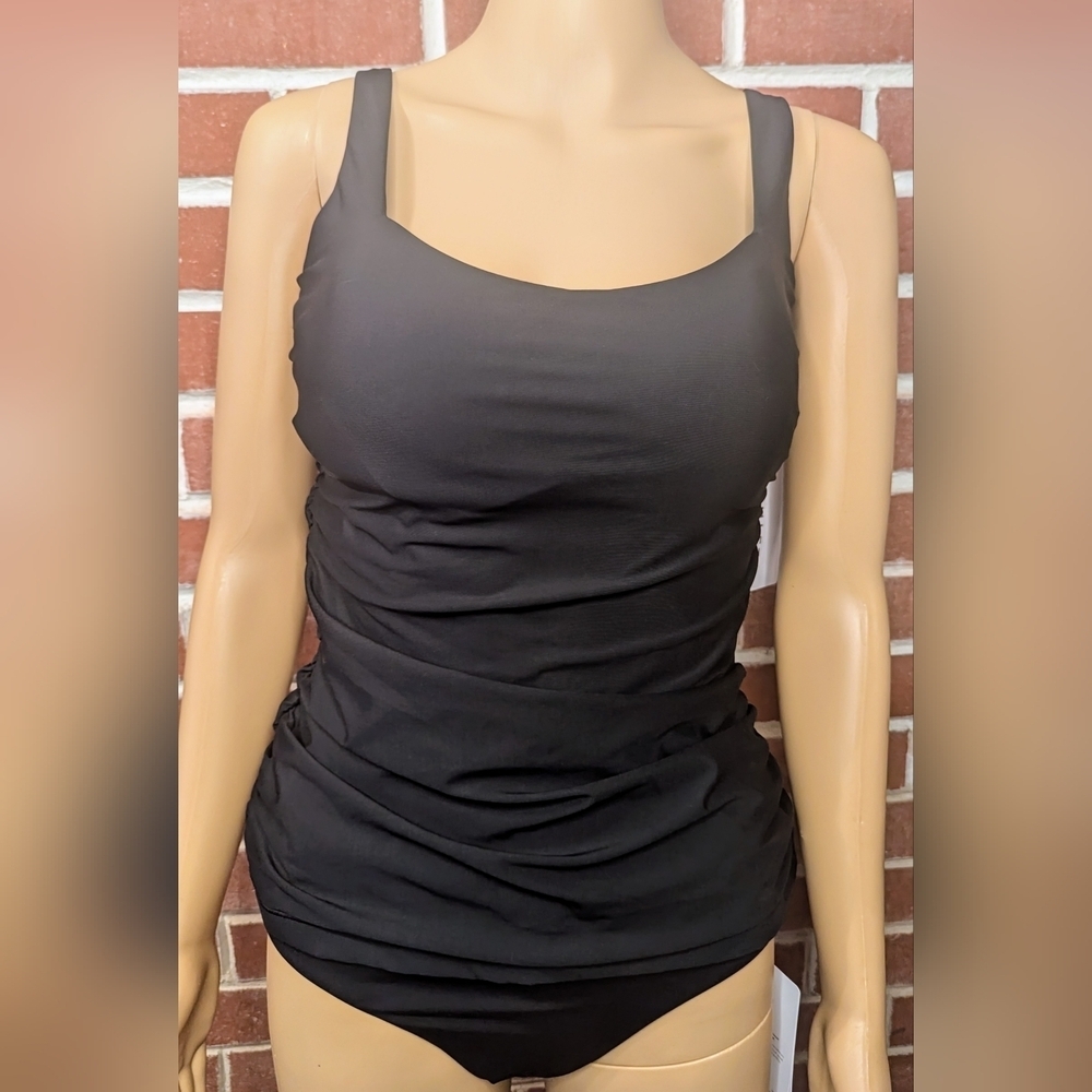 NWT Athleta Square Neck Bra Cup Tankini 34D/DD with Full Bikini Bottom Size M